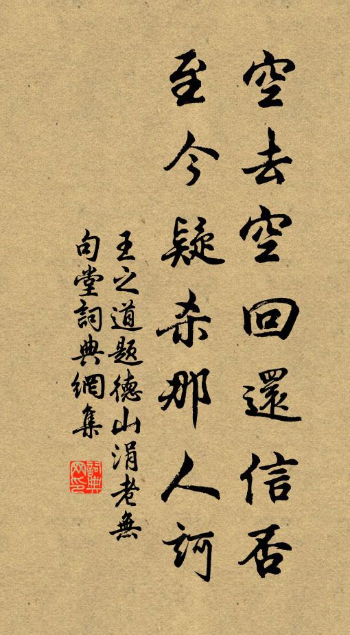 王之道空去空回还信否，至今疑杀那人诃书法作品欣赏