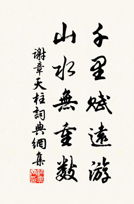谢章千里赋远游，山水无重数书法作品欣赏