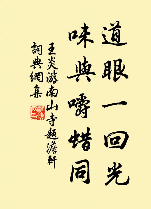 王炎道眼一回光，味与嚼蜡同书法作品欣赏