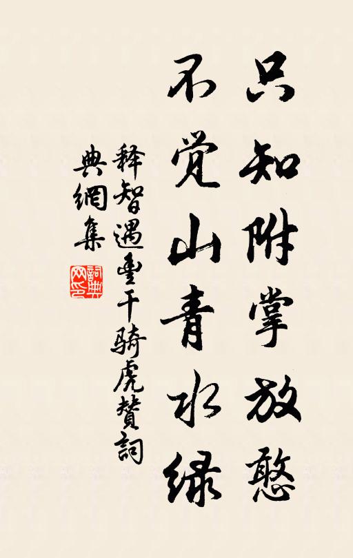 释智遇只知附掌放憨，不觉山青水绿书法作品欣赏