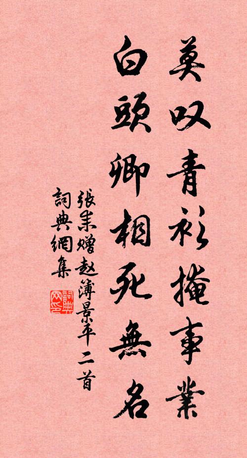 张耒莫叹青衫掩事业，白头卿相死无名书法作品欣赏
