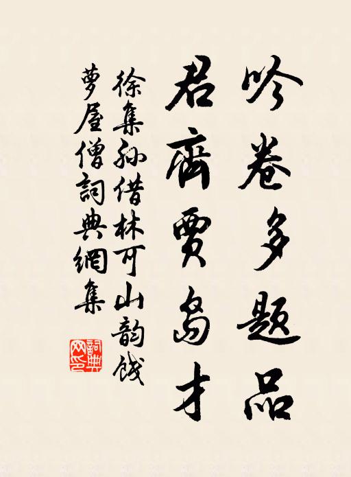 徐集孙吟卷多题品，君齐贾岛才书法作品欣赏