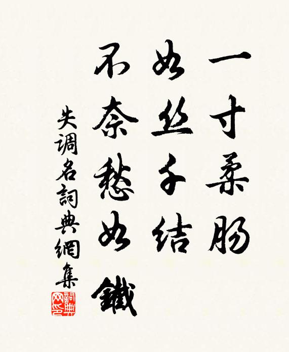 佚名一寸柔肠，如丝千结，不奈愁如铁。书法作品欣赏