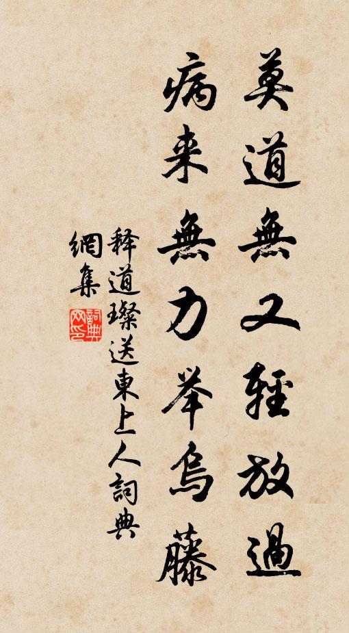释道璨莫道无又轻放过，病来无力举乌藤书法作品欣赏