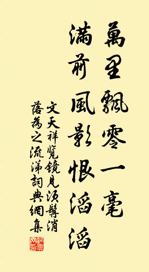 文天祥万里飘零一毫，满前风影恨滔滔书法作品欣赏