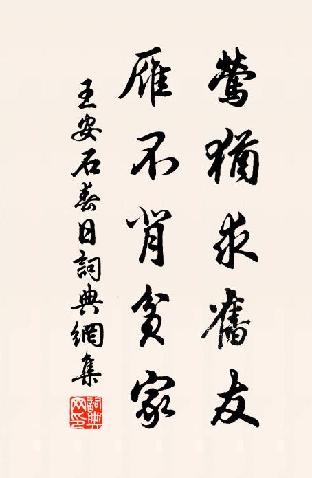王安石莺犹求旧友，雁不背贫家书法作品欣赏