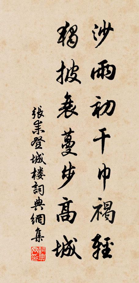 张耒沙雨初干巾褐轻，独披衰蔓步高城书法作品欣赏