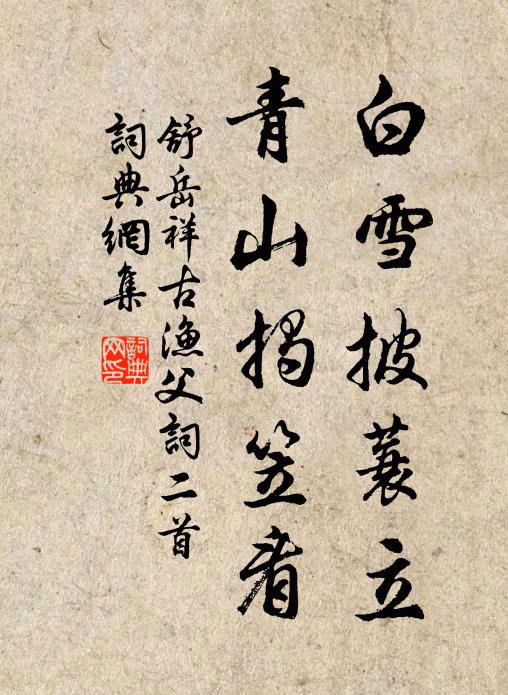 舒岳祥白雪披蓑立，青山揭笠看书法作品欣赏