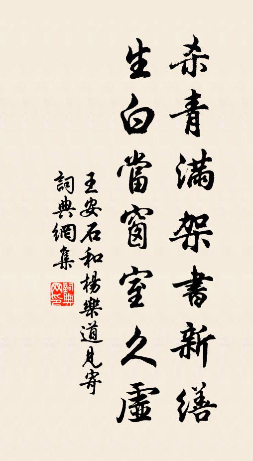 王安石杀青满架书新缮，生白当窗室久虚书法作品欣赏