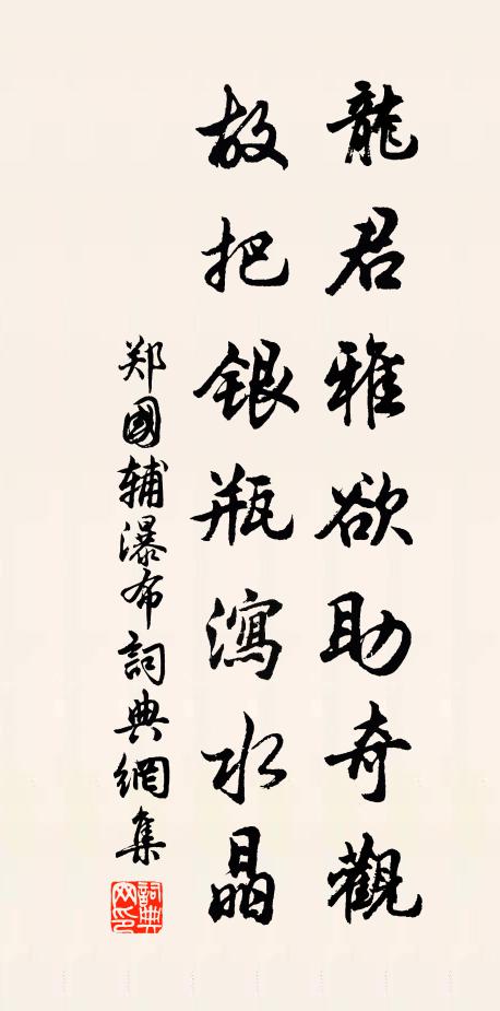 郑国辅龙君雅欲助奇观，故把银瓶泻水晶书法作品欣赏