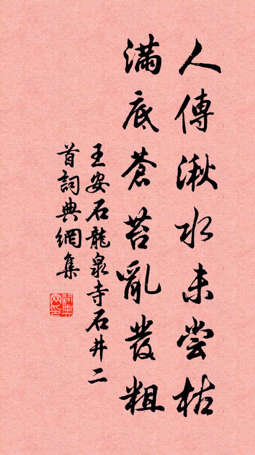 王安石人传湫水未尝枯，满底苍苔乱发粗书法作品欣赏