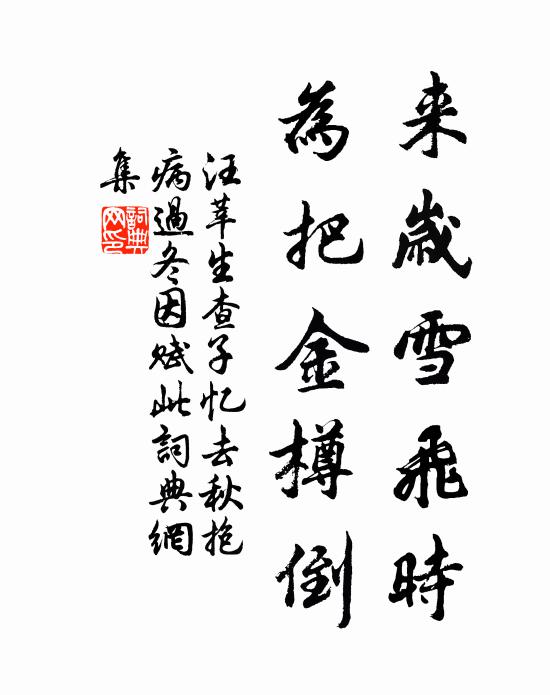 汪莘来岁雪飞时，为把金樽倒书法作品欣赏