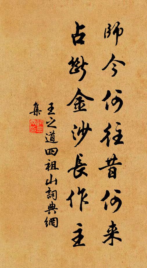 王之道师今何往昔何来，占断金沙长作主书法作品欣赏
