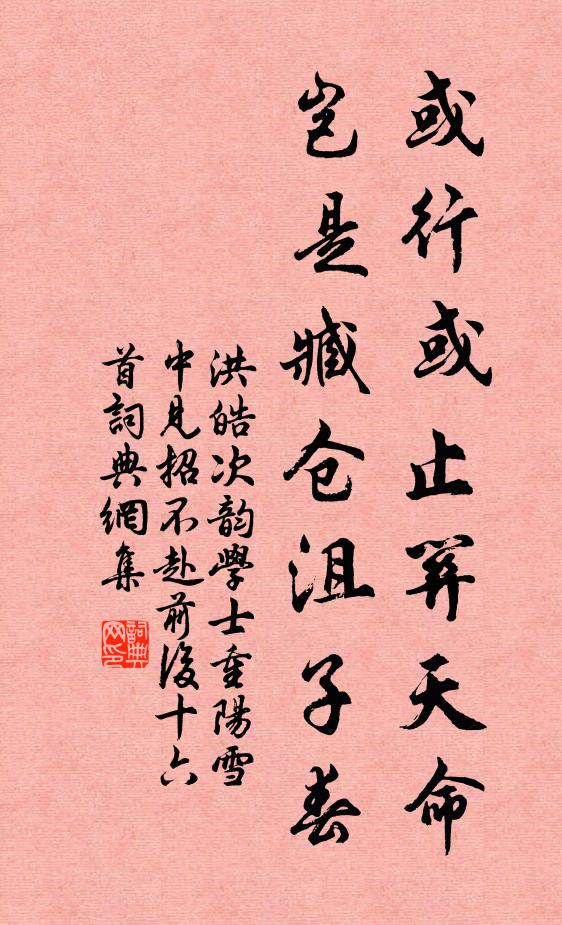 洪皓或行或止关天命，岂是臧仓沮子春书法作品欣赏