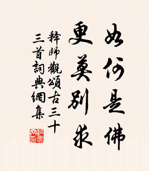 释师观如何是佛，更莫别求书法作品欣赏