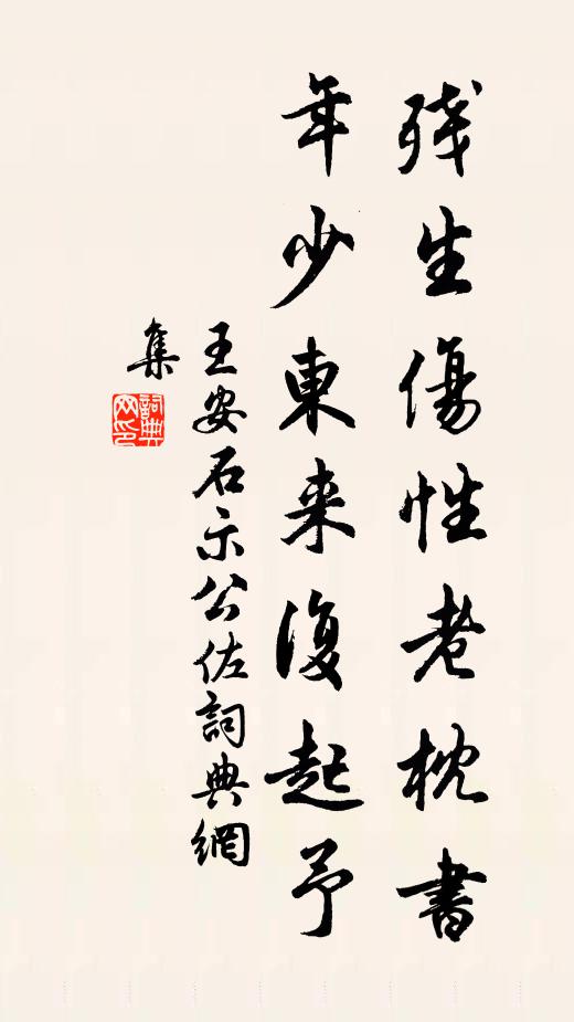 王安石残生伤性老枕书，年少东来复起予书法作品欣赏