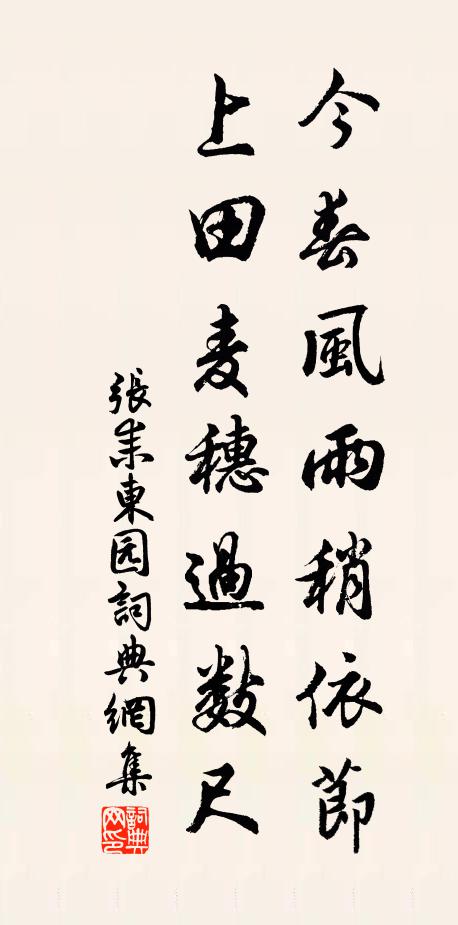 张耒今春风雨稍依节，上田麦穗过数尺书法作品欣赏