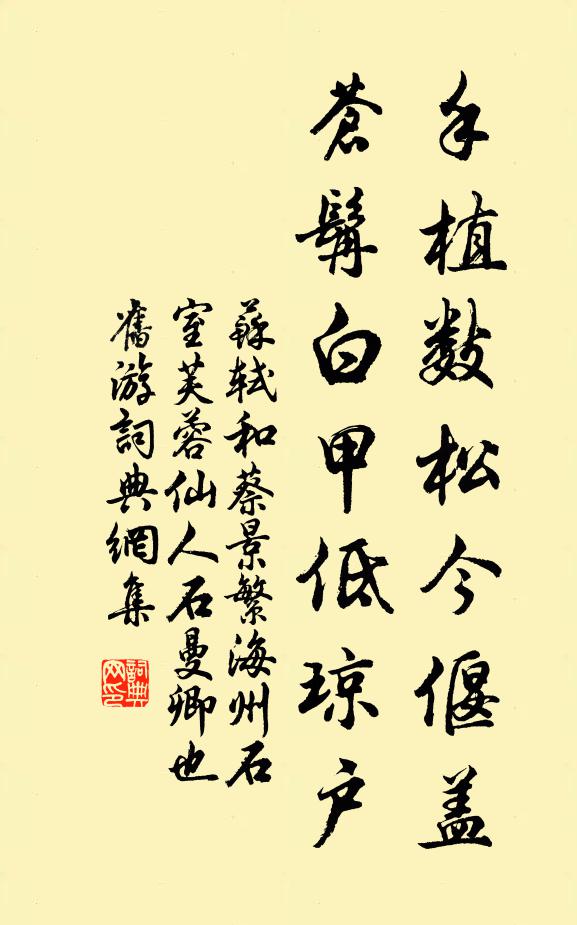 苏轼手植数松今偃盖，苍髯白甲低琼户书法作品欣赏