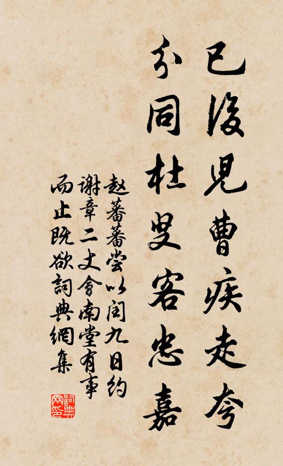 赵蕃已后儿曹疾走夸，分同杜叟客忠嘉书法作品欣赏
