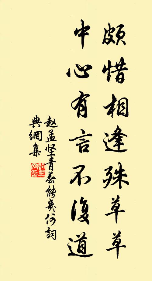 赵孟坚颇惜相逢殊草草，中心有言不复道书法作品欣赏