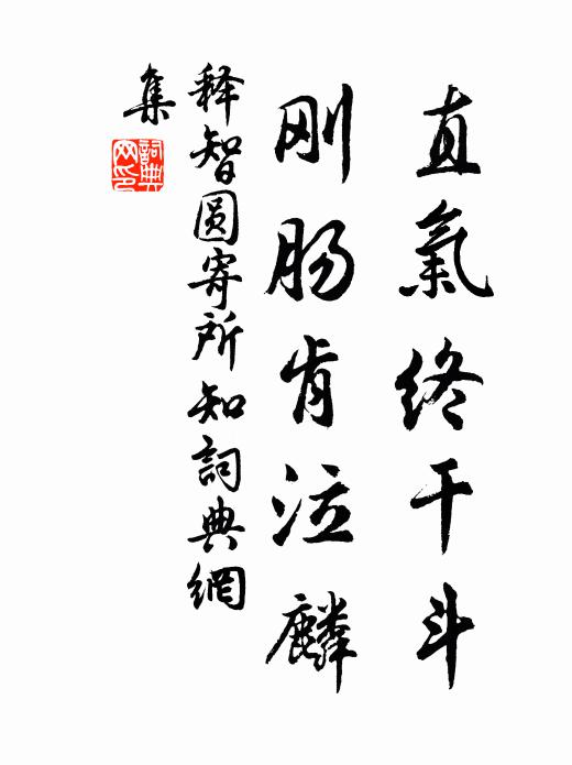 释智圆直气终干斗，刚肠肯泣麟书法作品欣赏