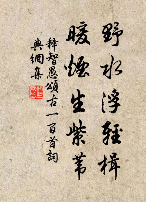 释智愚野水浮轻楫，暖烟生紫苇书法作品欣赏