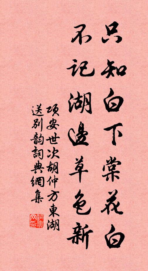 项安世只知白下棠花白，不记湖边草色新书法作品欣赏
