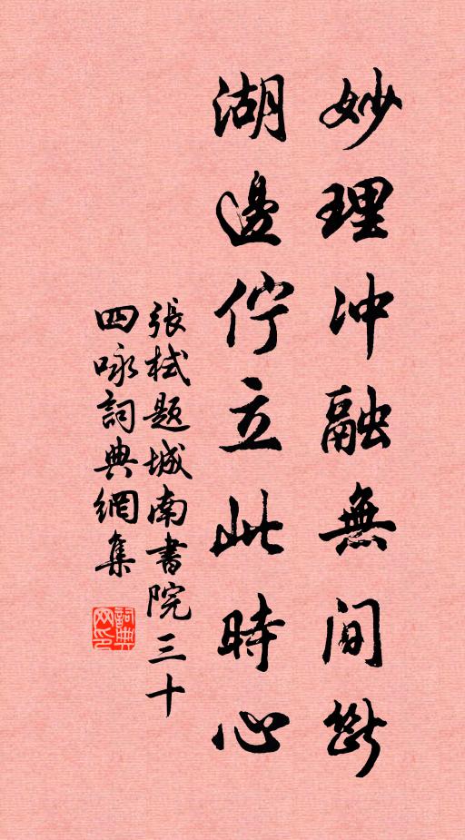 张栻妙理冲融无间断，湖边伫立此时心书法作品欣赏