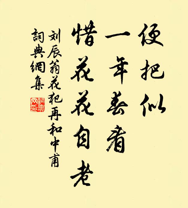 刘辰翁便把似、一年春看，惜花花自老书法作品欣赏