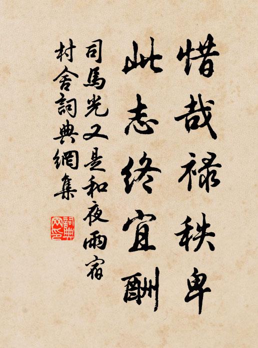 司马光惜哉禄秩卑，此志终宜酬书法作品欣赏
