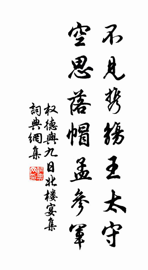 权德舆不见携觞王太守，空思落帽孟参军书法作品欣赏
