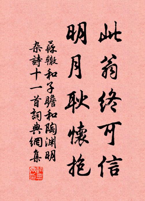 苏辙此翁终可信，明月耿怀抱书法作品欣赏