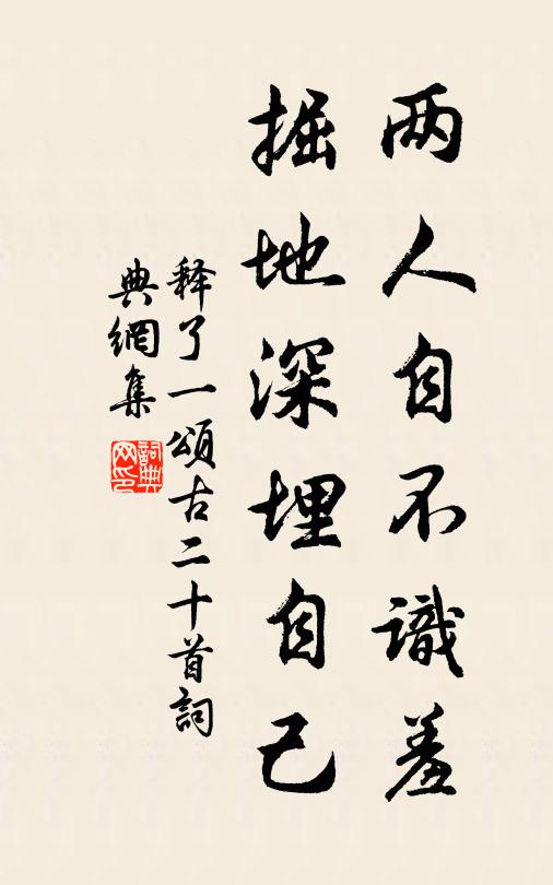 释了一两人自不识羞，掘地深埋自己书法作品欣赏