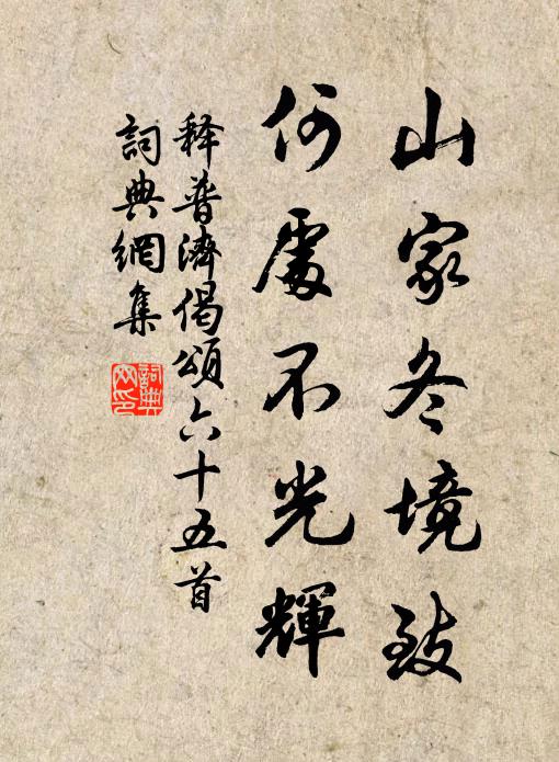 释普济山家冬境致，何处不光辉书法作品欣赏