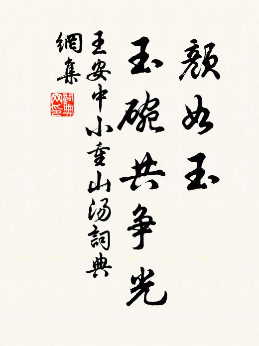 王安中颜如玉，玉碗共争光书法作品欣赏