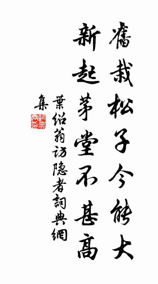 叶绍翁旧栽松子今能大，新起茅堂不甚高书法作品欣赏