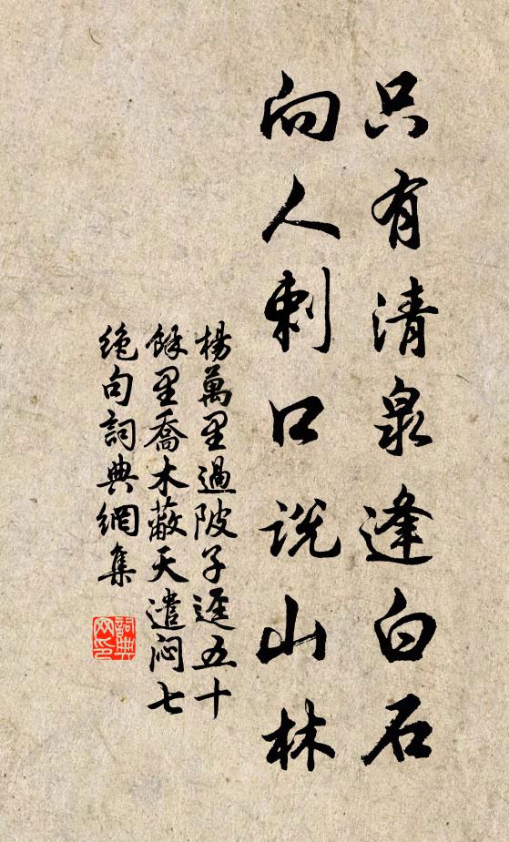杨万里只有清泉逢白石，向人剌口说山林书法作品欣赏