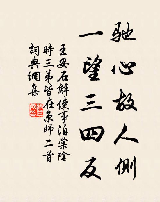 王安石驰心故人侧，一望三四反书法作品欣赏