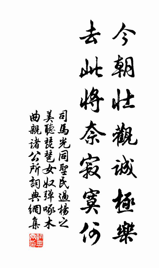 司马光今朝壮观诚极乐，去此将奈寂寞何书法作品欣赏