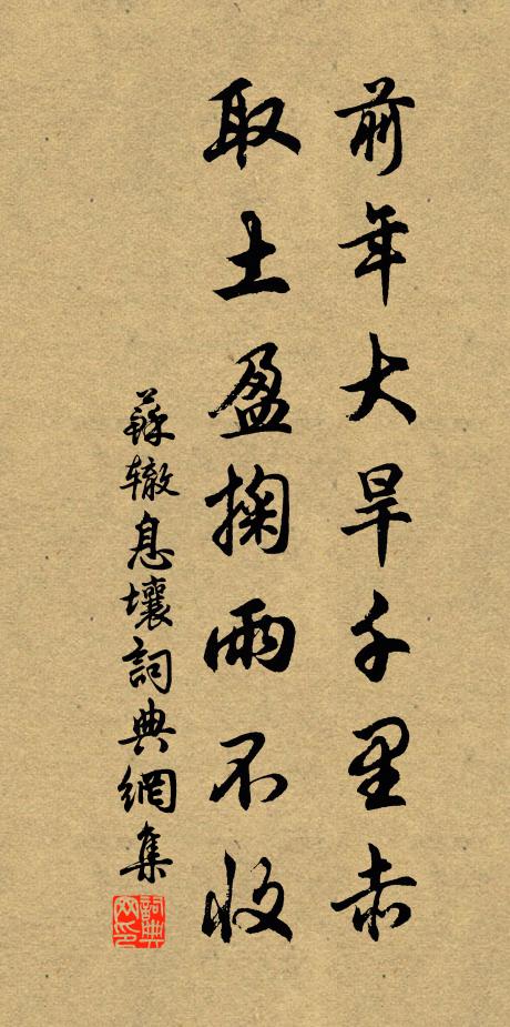 苏辙前年大旱千里赤,取土盈掬雨不收书法作品欣赏