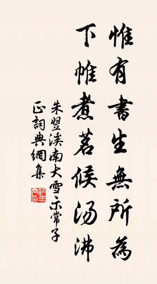 朱翌惟有书生无所为，下帷煮茗候汤沸书法作品欣赏