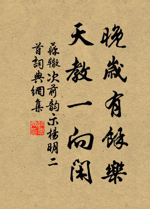 苏辙晚岁有余乐，天教一向闲书法作品欣赏
