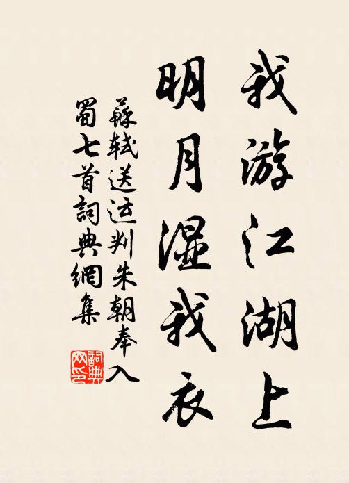 苏轼我游江湖上，明月湿我衣书法作品欣赏