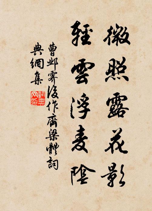 曹邺微照露花影，轻云浮麦阴书法作品欣赏