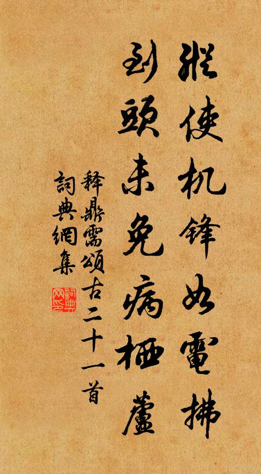 释鼎需纵使机锋如电拂，到头未免病栖芦书法作品欣赏