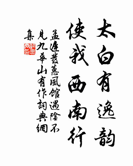 孟迟太白有逸韵，使我西南行书法作品欣赏