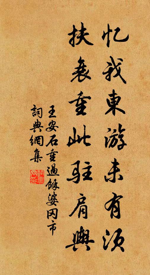王安石忆我东游未有须，扶衰重此驻肩舆书法作品欣赏