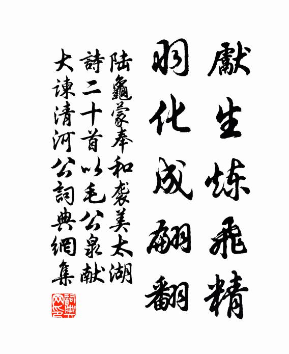 陆龟蒙先生炼飞精，羽化成翩翻书法作品欣赏