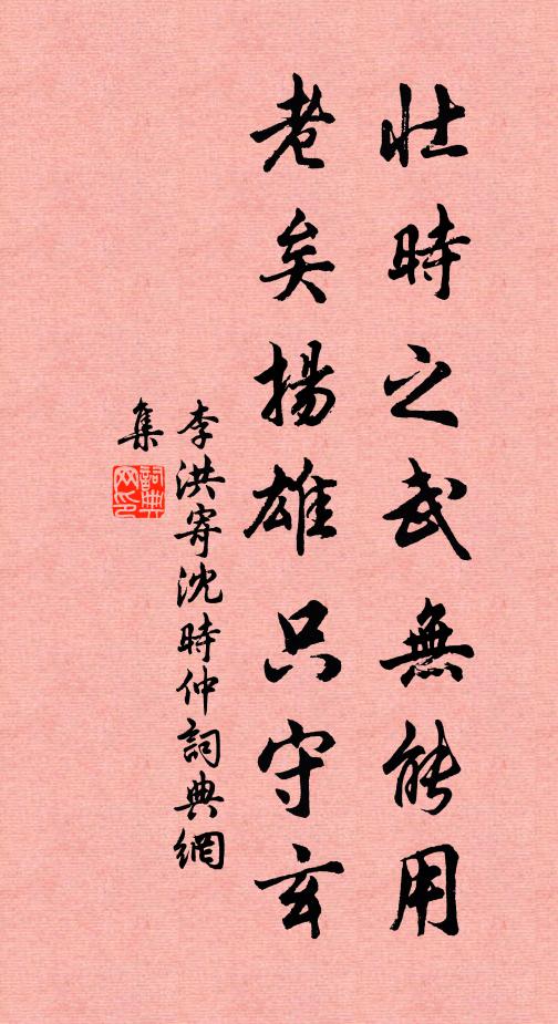 李洪壮时之武无能用，老矣扬雄只守玄书法作品欣赏