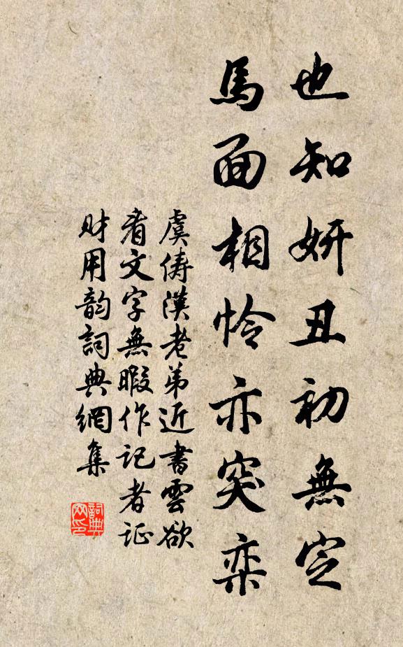 虞俦也知妍丑初无定，马面相怜亦突栾书法作品欣赏